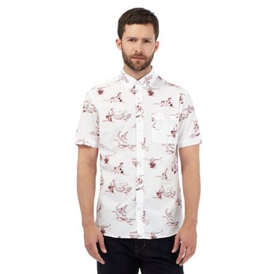 Hammond & Co. by Patrick Grant Big and tall white shark print shirt with 3d glasses